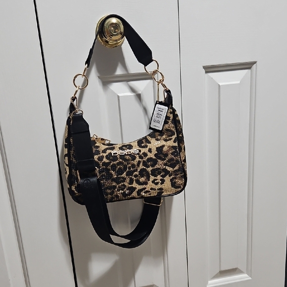 bebe Handbags - NWT bebe Rhinestone Bling Leopard Shoulder Bag